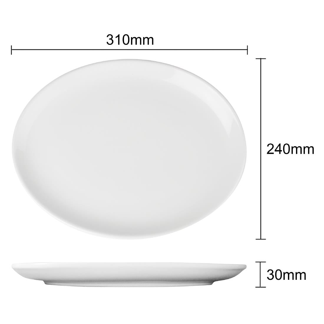 EDLP Olympia Athena Oval Coupe Plate - 305x241mm 12x 9 1/2" (Box 6) • PAS-CC212