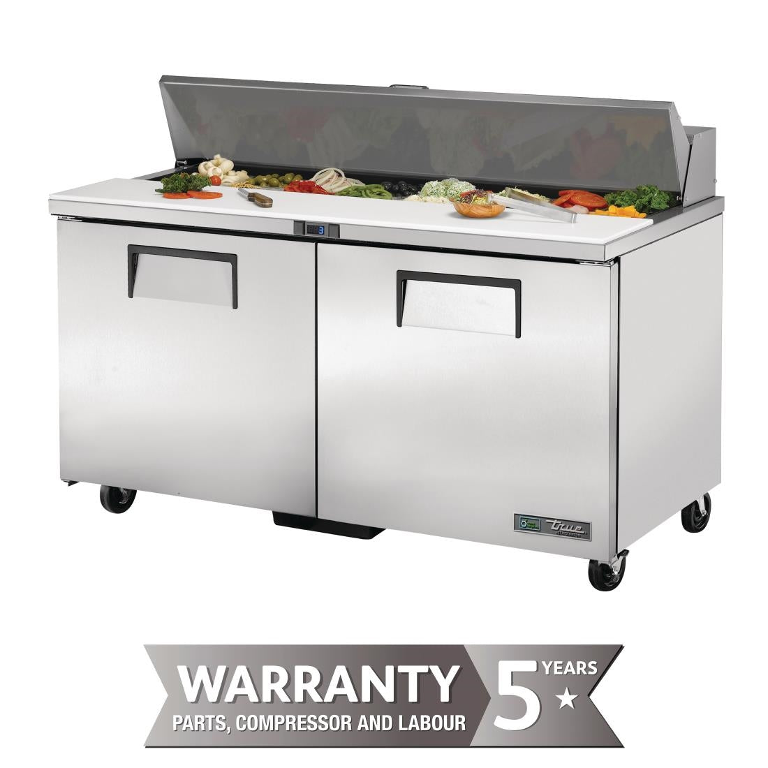 True Salad Prep Counter 2 doors - 16x1/6 GN pan top (Direct) • PAS-CC235-A