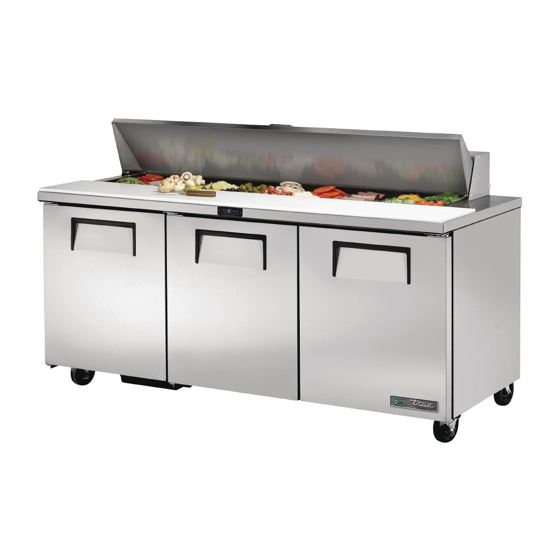 True Salad Prep Counter 3 doors - 18x1/6 GN pan top (Direct) • PAS-CC236-A