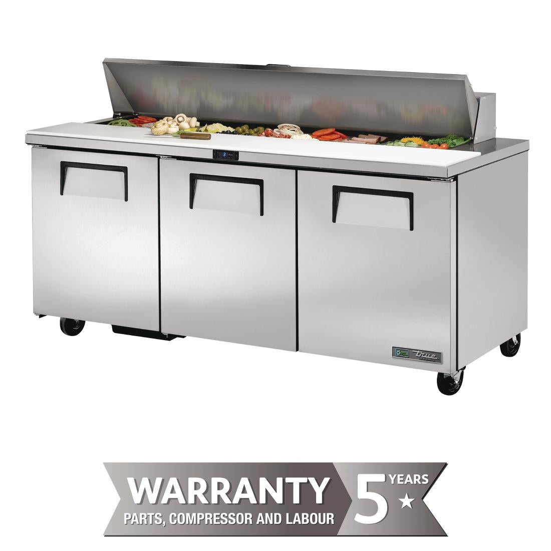 True Salad Prep Counter 3 doors - 18x1/6 GN pan top (Direct) • PAS-CC236-A