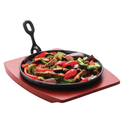 Olympia Round Cast Iron Sizzle Platter 220mm (220(Ø)x30(H)mm) • PAS-GJ556
