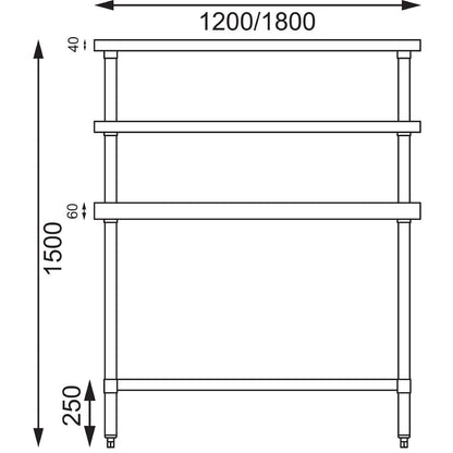 Vogue Stainless Steel Prep Station 1200x600mm • PAS-CC359