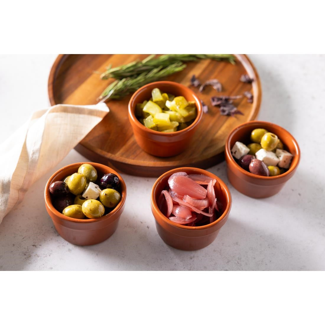 Olympia Tapas Rustic Mediterranean Ramekin - 77x45mm 3x 1 3/4" (6 Pack) (77(Ø)mm / 3". 110ml / 4oz. Pack quantity: 6.) • PAS-CD739