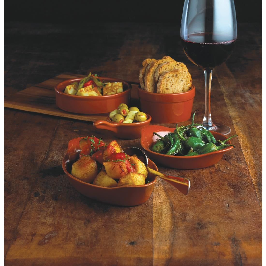 Olympia Tapas Rustic Mediterranean Ramekin - 77x45mm 3x 1 3/4" (6 Pack) (77(Ø)mm / 3". 110ml / 4oz. Pack quantity: 6.) • PAS-CD739