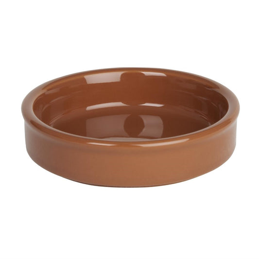 Olympia Tapas Rustic Mediterranean Dish Small - 102x20mm 4x 4/5" (6 Pack) (Colour: Terracotta. 20(h) x 103(w) x 103(Ø)mm. Box quantity: 6.) • PAS-CD740