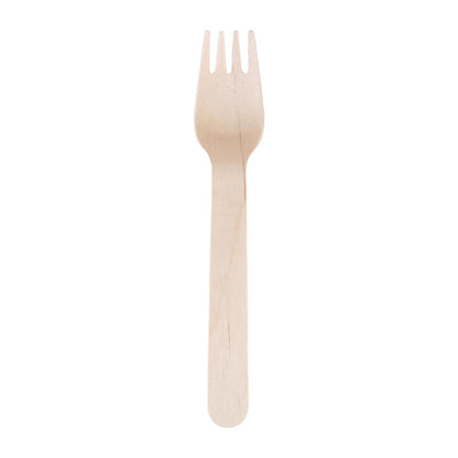 Fiesta Compostable Biodegradable Disposable Birch Wood Forks (100 Pack) (155(L)mm | Pack Quantity: 100) • PAS-CD903