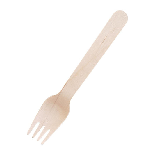 Fiesta Compostable Biodegradable Disposable Birch Wood Forks (Pack of 100) • PAS-CD903