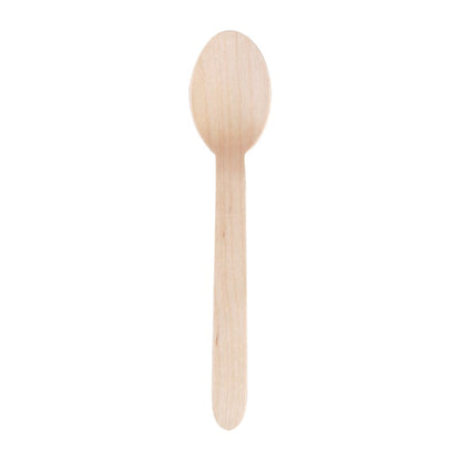 Fiesta Compostable Biodegradable Disposable Wooden Dessert Spoons (100 Pack) (166(L)mm | Pack Quantity: 100) • PAS-CD904
