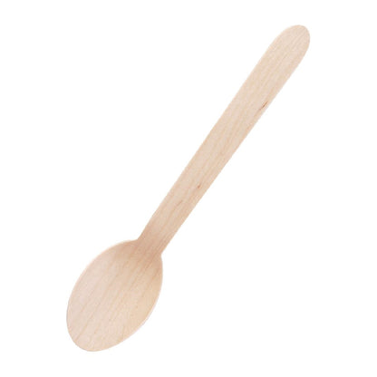 Fiesta Compostable Biodegradable Disposable Wooden Dessert Spoons (100 Pack) (166(L)mm | Pack Quantity: 100) • PAS-CD904