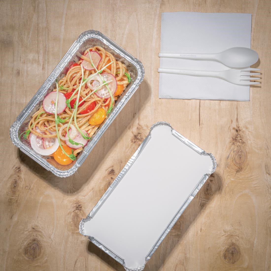 Fiesta Recyclable Rectangular Foil Container 660ml (500 Pack) (55(H) x 109(W) x 200(L)mm. Pack Quantity: 500) • PAS-CD951