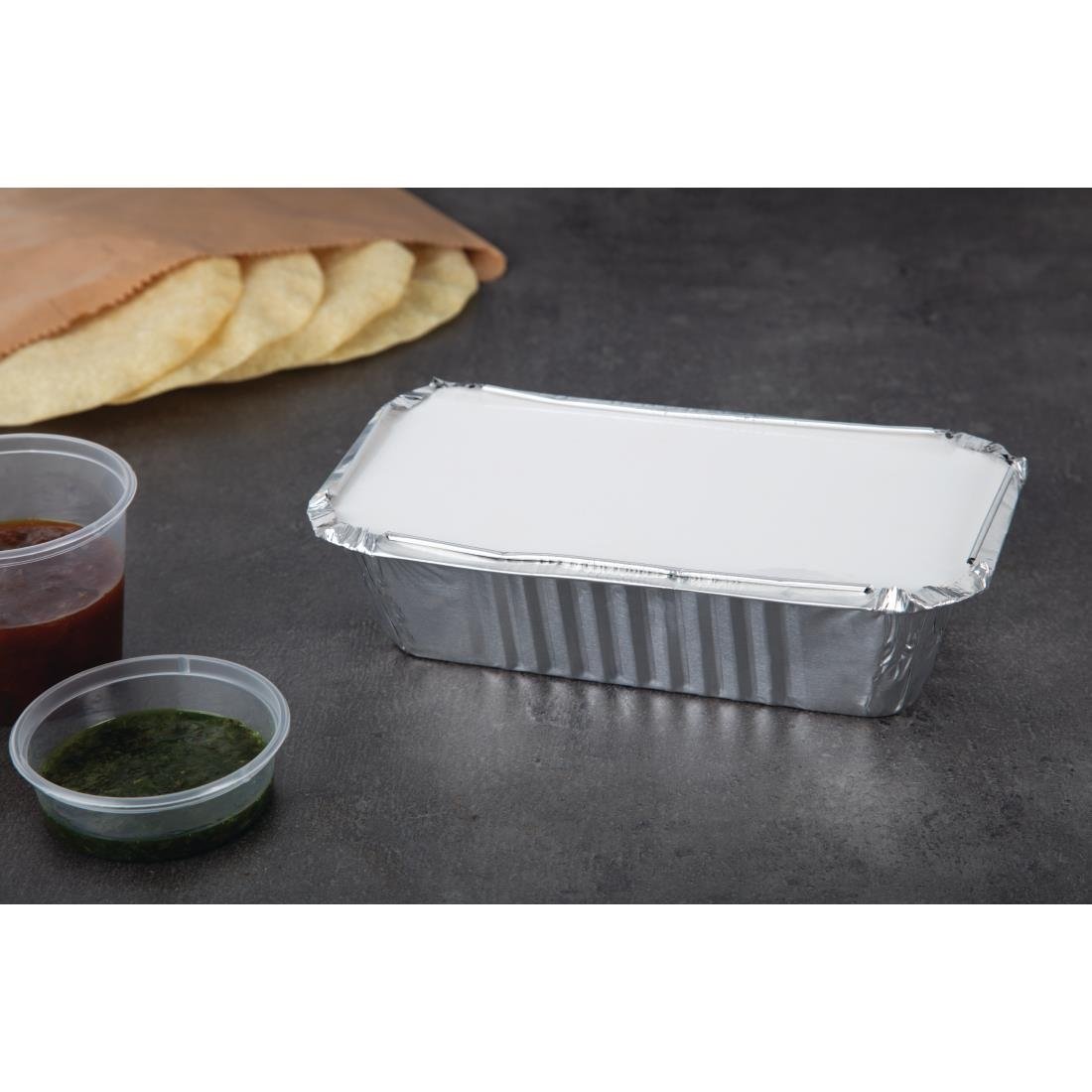 Fiesta Recyclable Waxed Lid for Large Foil Containers (Pack of 500) • PAS-CD952