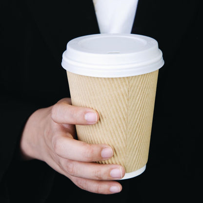 Fiesta Recyclable Lid for Hot Cups White 340ml/455ml (1000 Pack) (Pack Quantity: 1000 | Fits 340ml (12oz) and 450ml (16oz) Fiesta coffee cups) • PAS-CE257