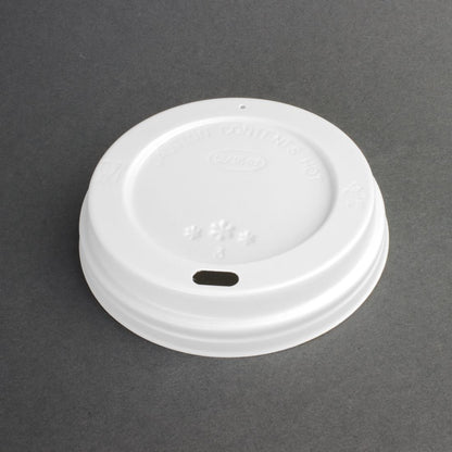 Fiesta Recyclable Lid for Hot Cups White 340/455ml (50 Pack) (Pack Quantity: 50 | Fits 340ml (12oz) and 450ml (16oz) Fiesta coffee cups) • PAS-CE264