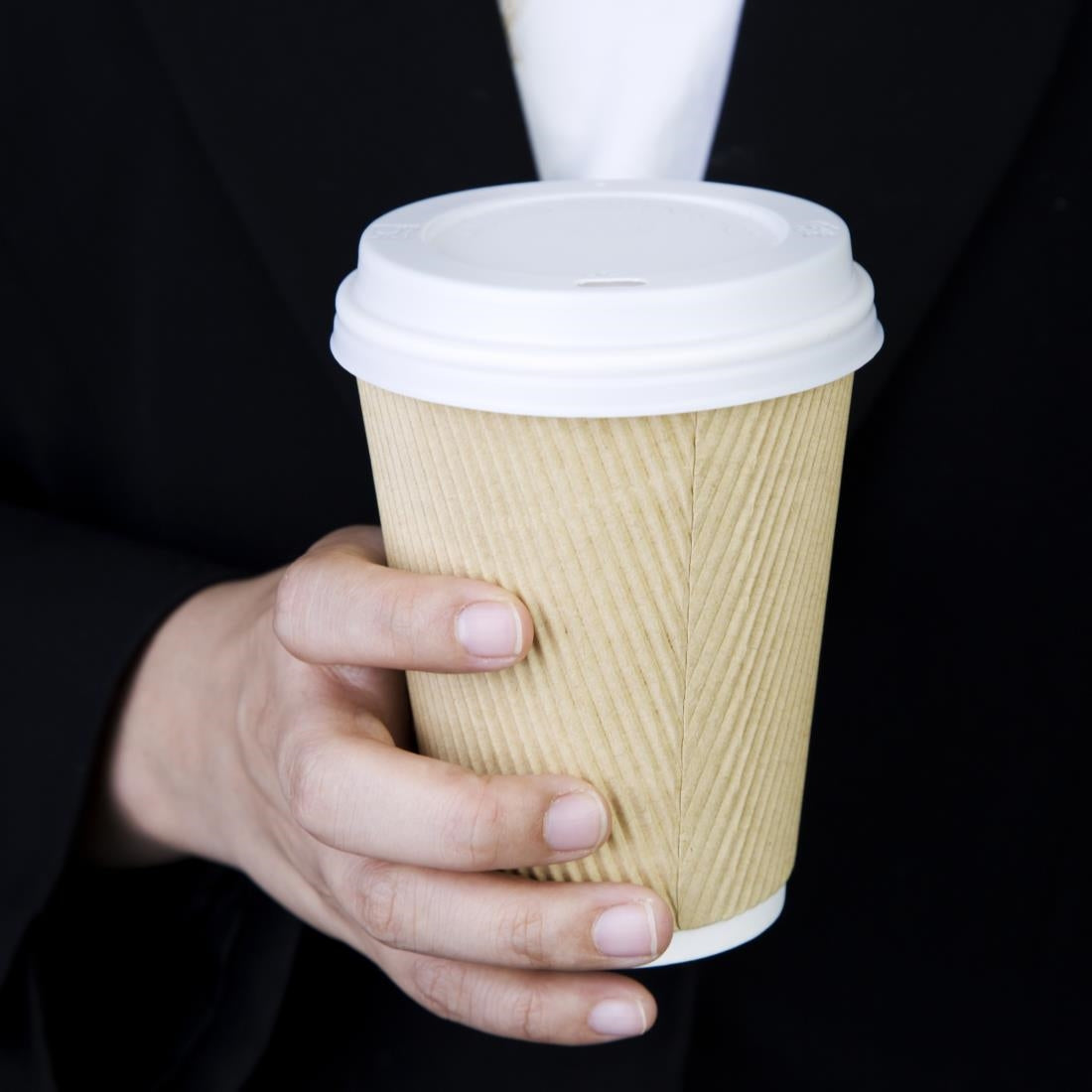 Fiesta Recyclable Lid for Hot Cups White 340/455ml (50 Pack) (Pack Quantity: 50 | Fits 340ml (12oz) and 450ml (16oz) Fiesta coffee cups) • PAS-CE264