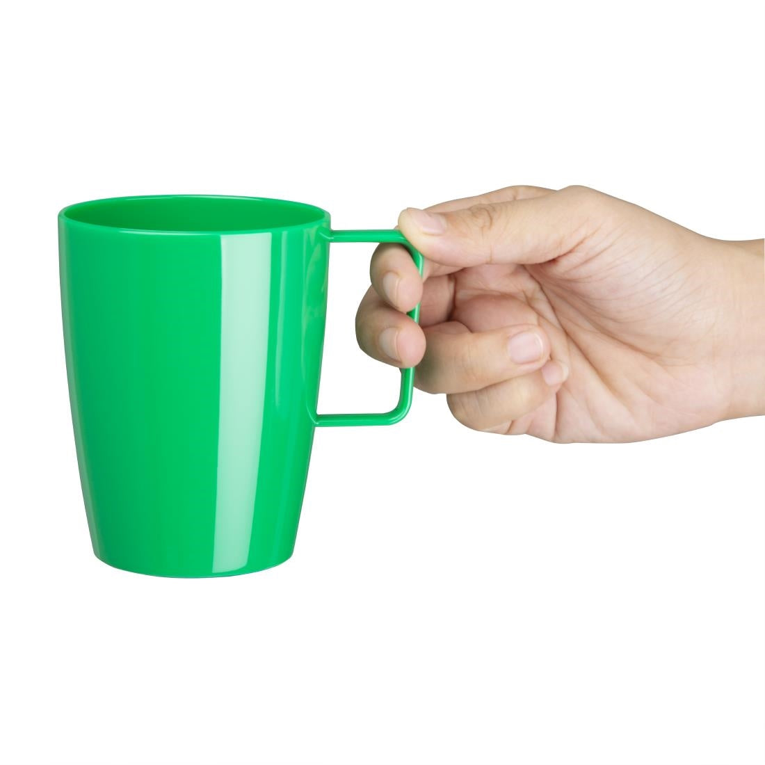 Olympia Kristallon Polycarbonate Handled Cups Yellow Green 284ml (12 Pack) (Pack of 12) • PAS-CE287