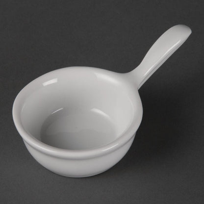Olympia Whiteware Miniature Pan Shaped Bowls 35ml 1.2oz (12 Pack) (Pack of 12) • PAS-CE544