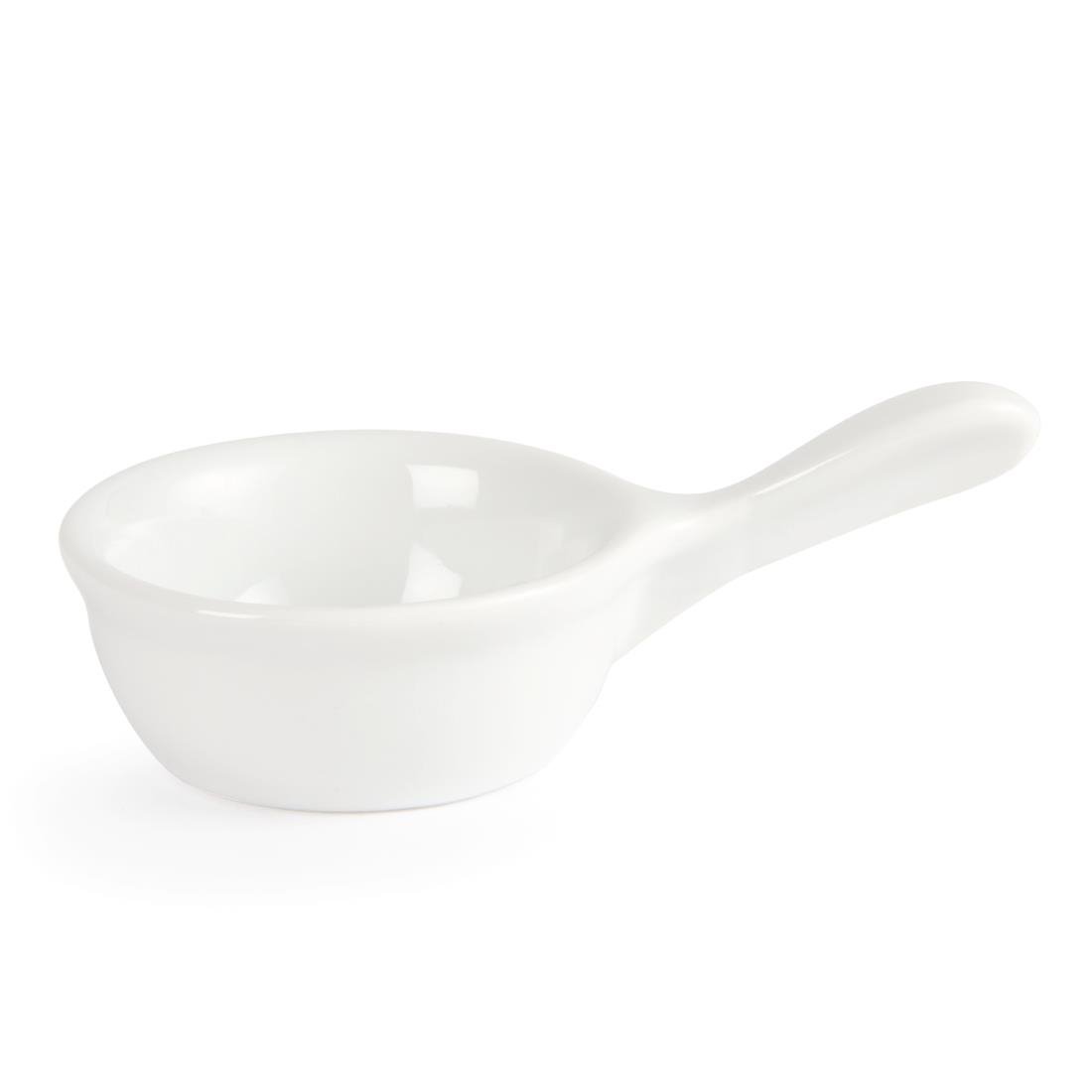 Olympia Whiteware Miniature Pan Shaped Bowls 35ml 1.2oz (12 Pack) (Pack of 12) • PAS-CE544