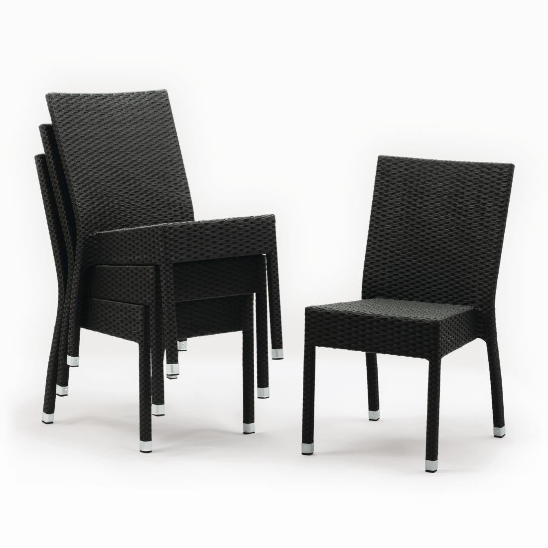 Bolero Wicker Side Chairs Charcoal (4 Pack) • PAS-CF159