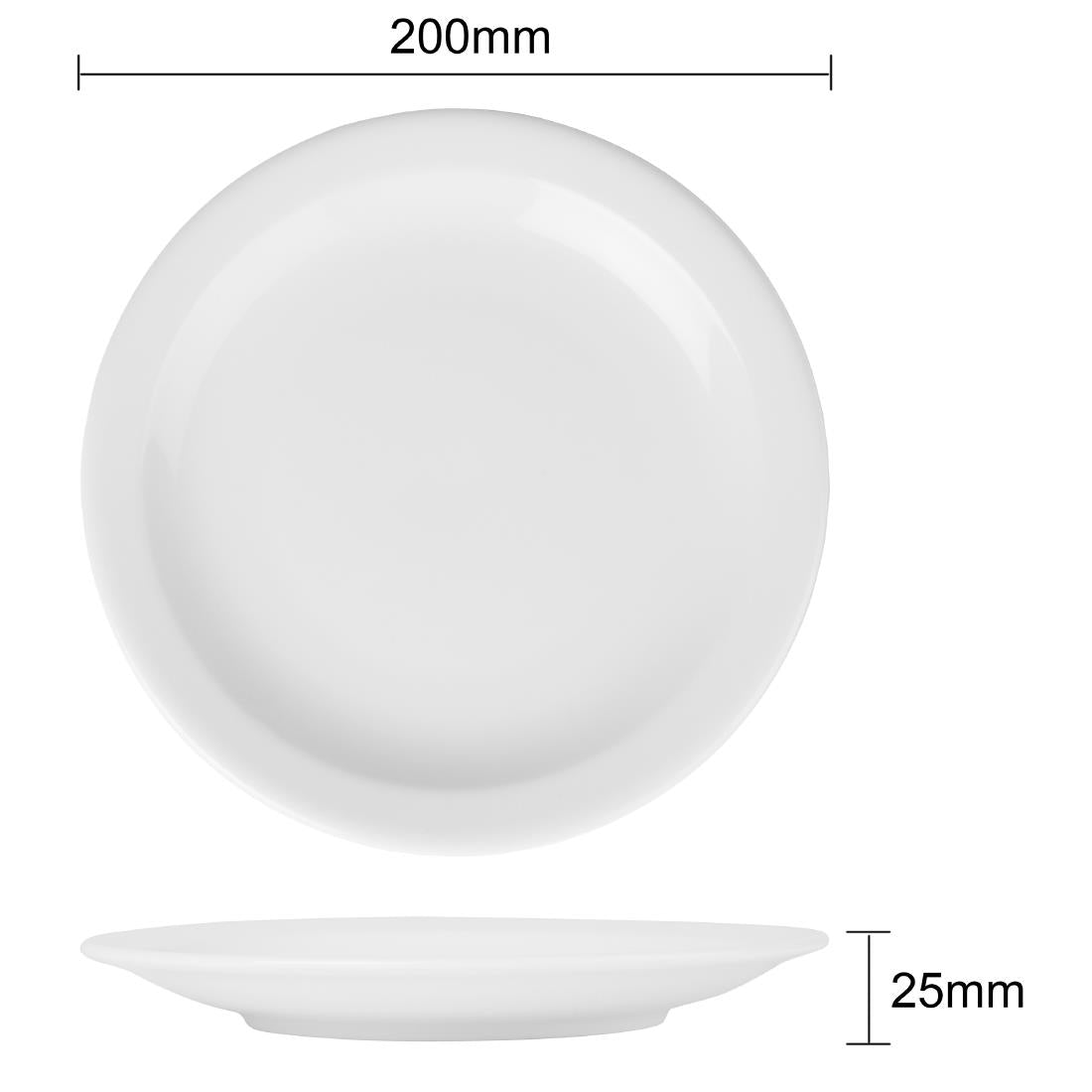 EDLP Olympia Athena Narrow Rimmed Plate - 205mm 8" (12 Pack) (205(Ø)mm. Pack quantity: 12) • PAS-CF362