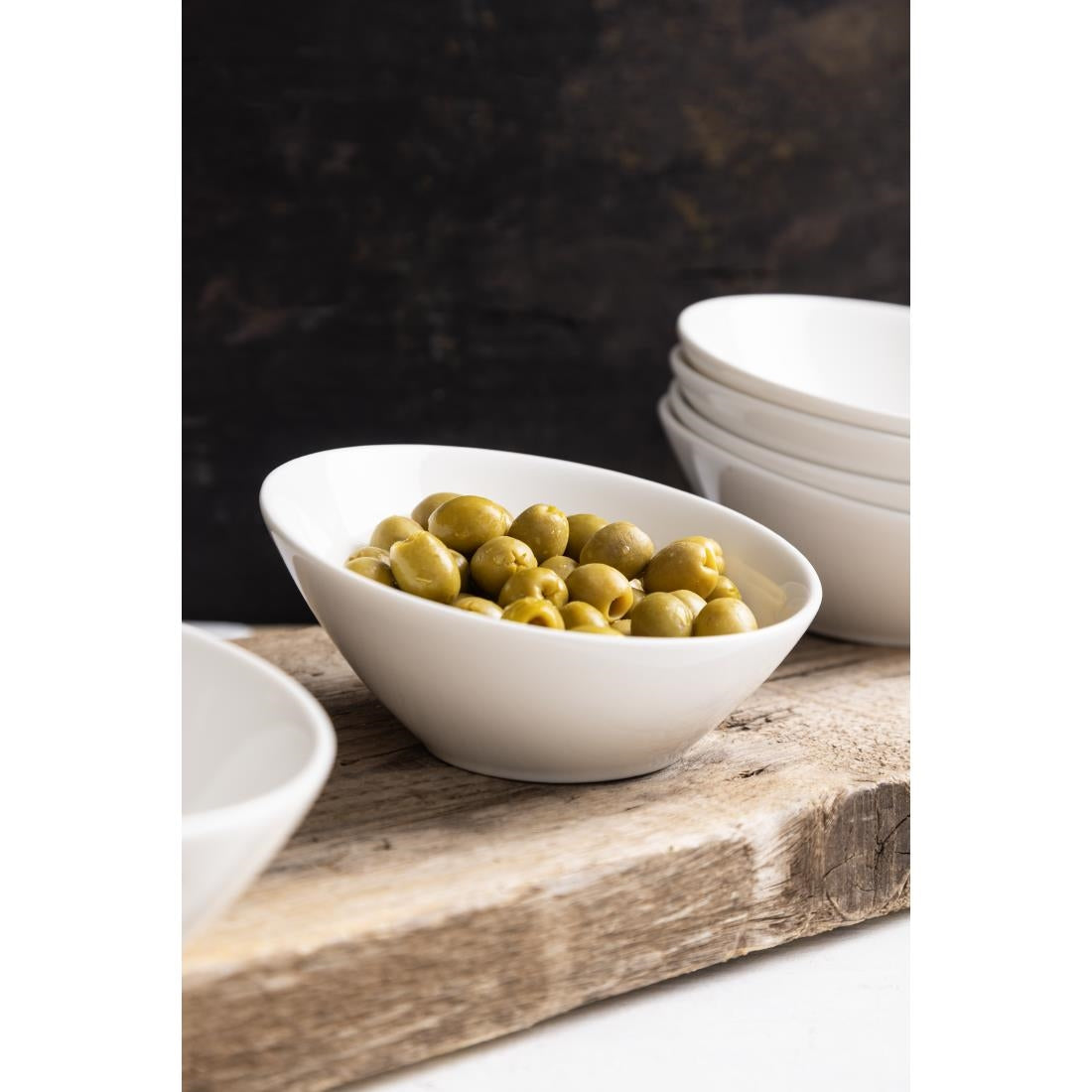 Olympia Lumina Oval Sloping Bowls White 148mm (6 Pack) (Pack of 6) • PAS-CF383