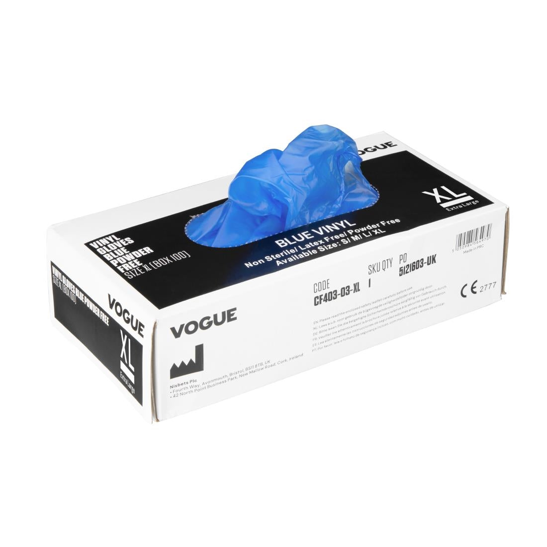 Vogue Powder Free Vinyl Gloves XL (100 Pack) • PAS-CF403-XL