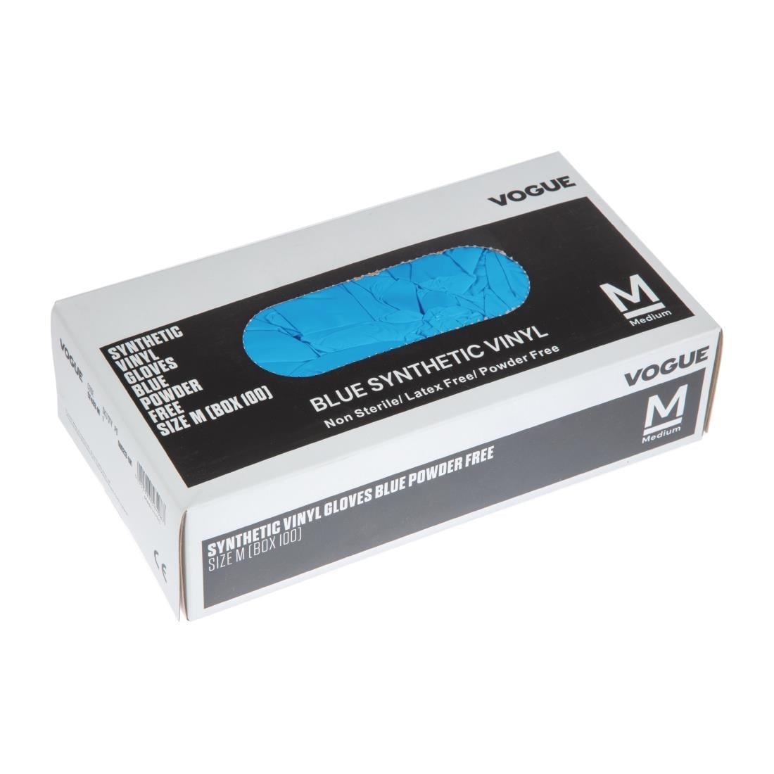 Vogue Powder Free Blue Vinyl Gloves (Sizes: S-XL. Pack Quantity 100) • PAS-P_CF403