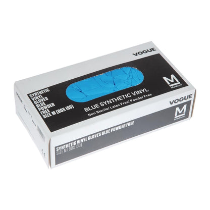 Vogue Powder Free Blue Vinyl Gloves (Sizes: S-XL. Pack Quantity 100) • PAS-P_CF403