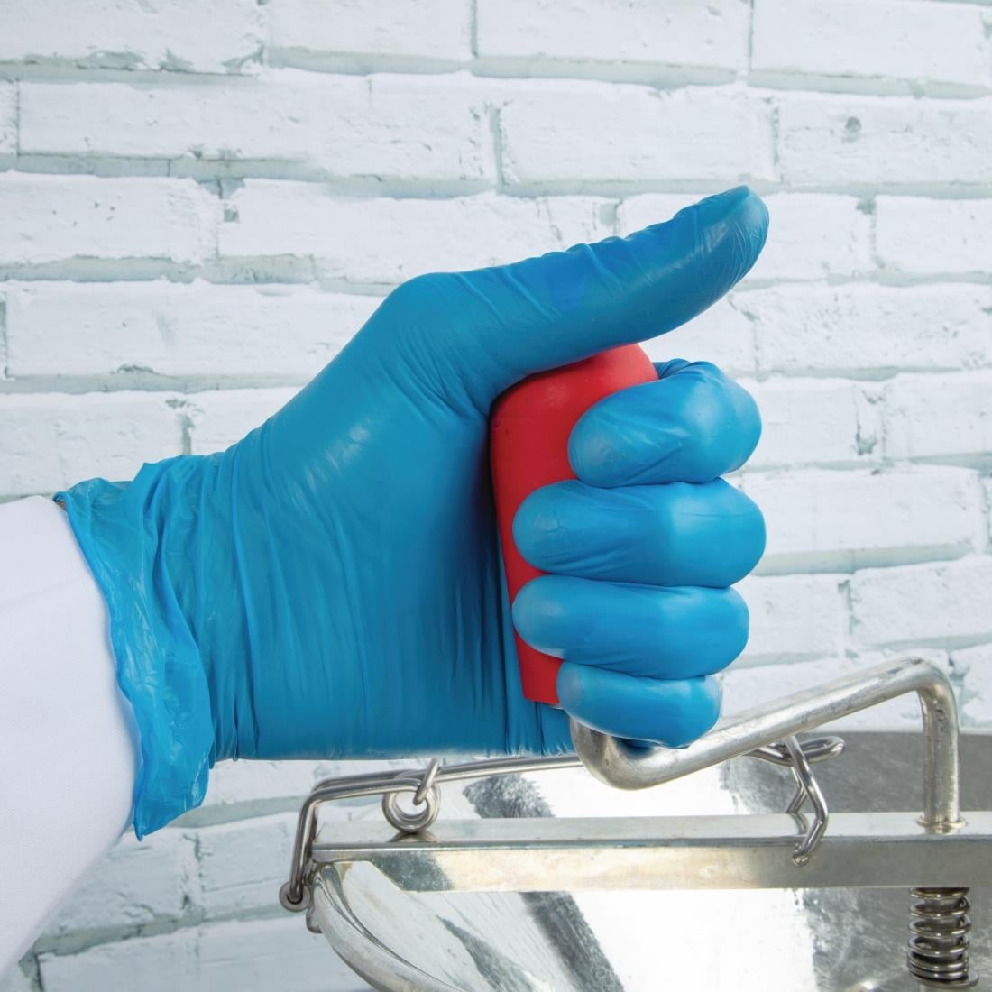 Vogue Powder Free Blue Vinyl Gloves (Sizes: S-XL. Pack Quantity 100) • PAS-P_CF403