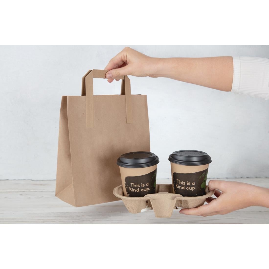 Fiesta Recyclable Flat Handle Brown Paper Bags Medium (250 Pack) (240(H)x107(W)x215(L)mm | Pack Quantity: 250) • PAS-JA528