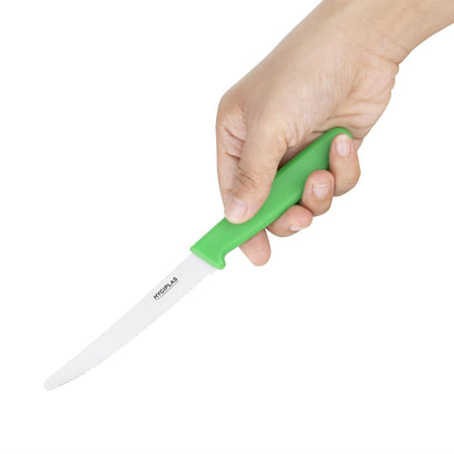 Hygiplas Serrated Tomato Knife Green 105mm • PAS-CF898