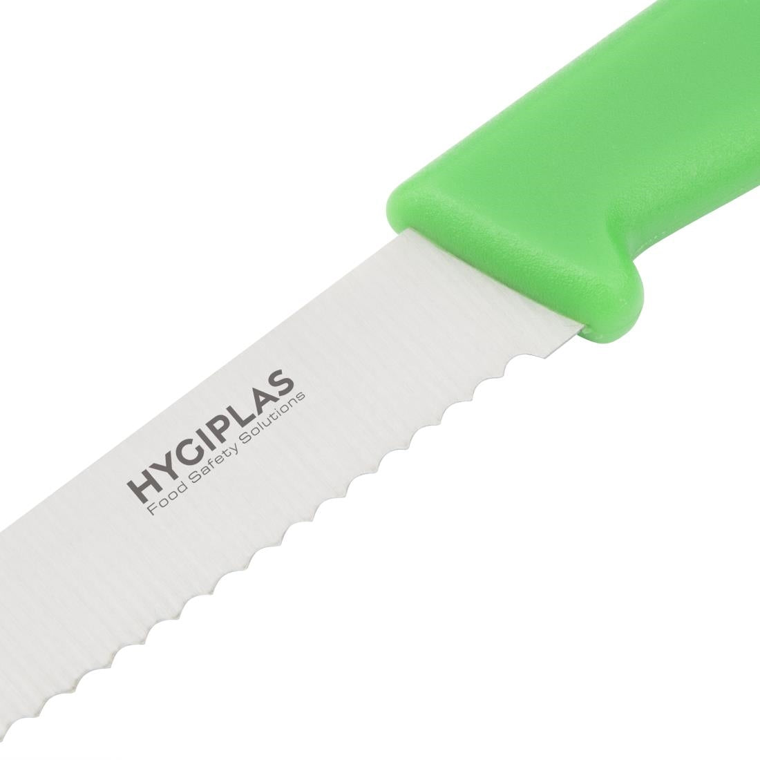 Hygiplas Serrated Tomato Knife Green 105mm • PAS-CF898