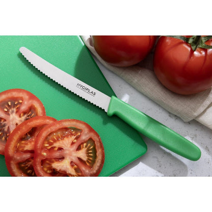 Hygiplas Serrated Tomato Knife Green 105mm • PAS-CF898