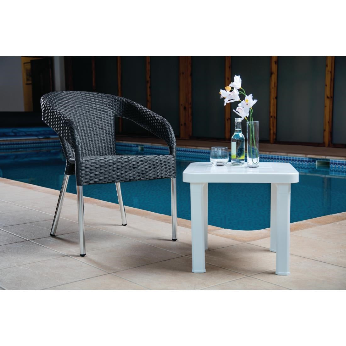 Bolero Wicker Wraparound Bistro Chairs Charcoal (4 Pack) • PAS-CG223