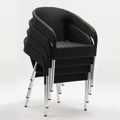Bolero Wicker Wraparound Bistro Chairs Charcoal (4 Pack) • PAS-CG223