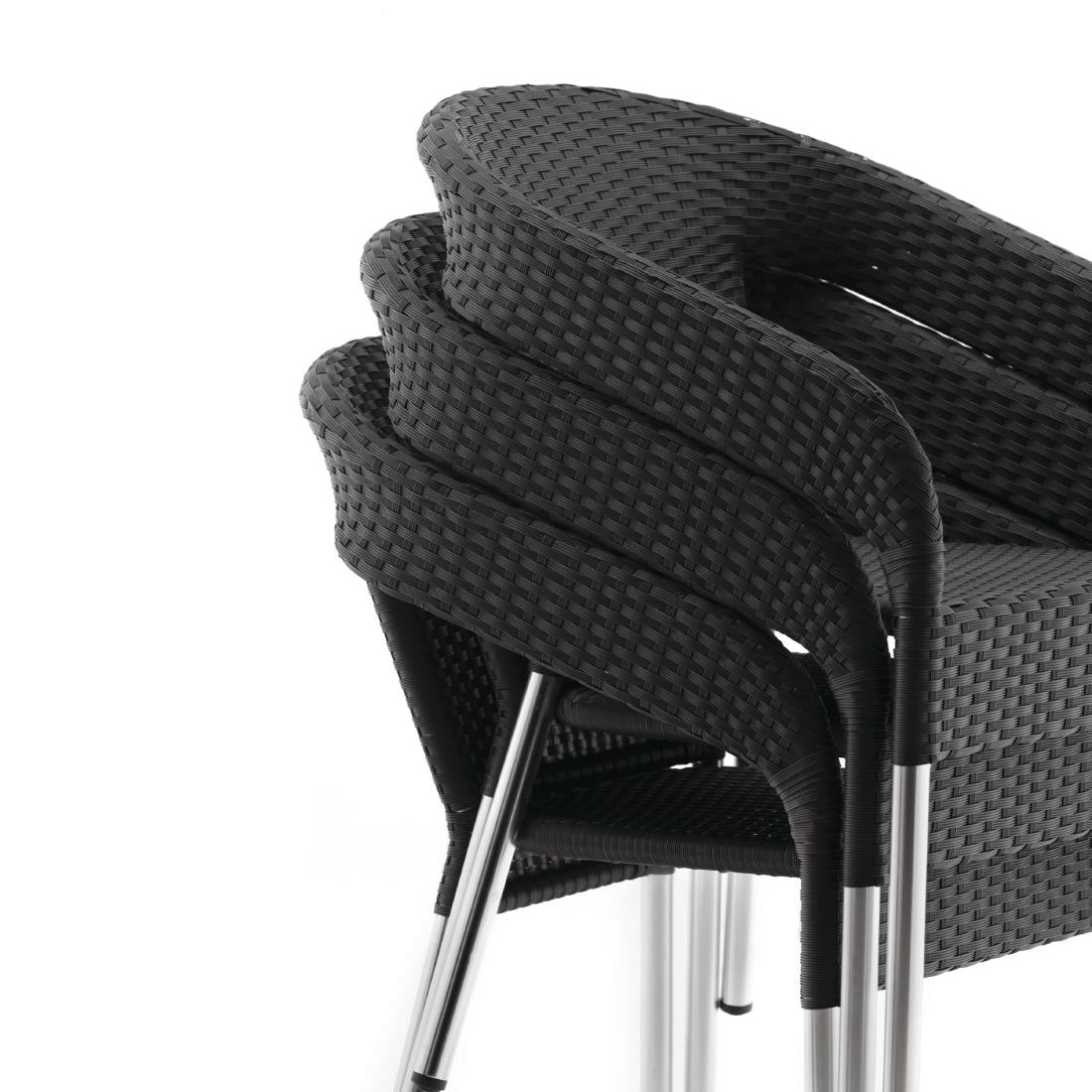 Bolero Wicker Wraparound Bistro Chairs Charcoal (4 Pack) • PAS-CG223