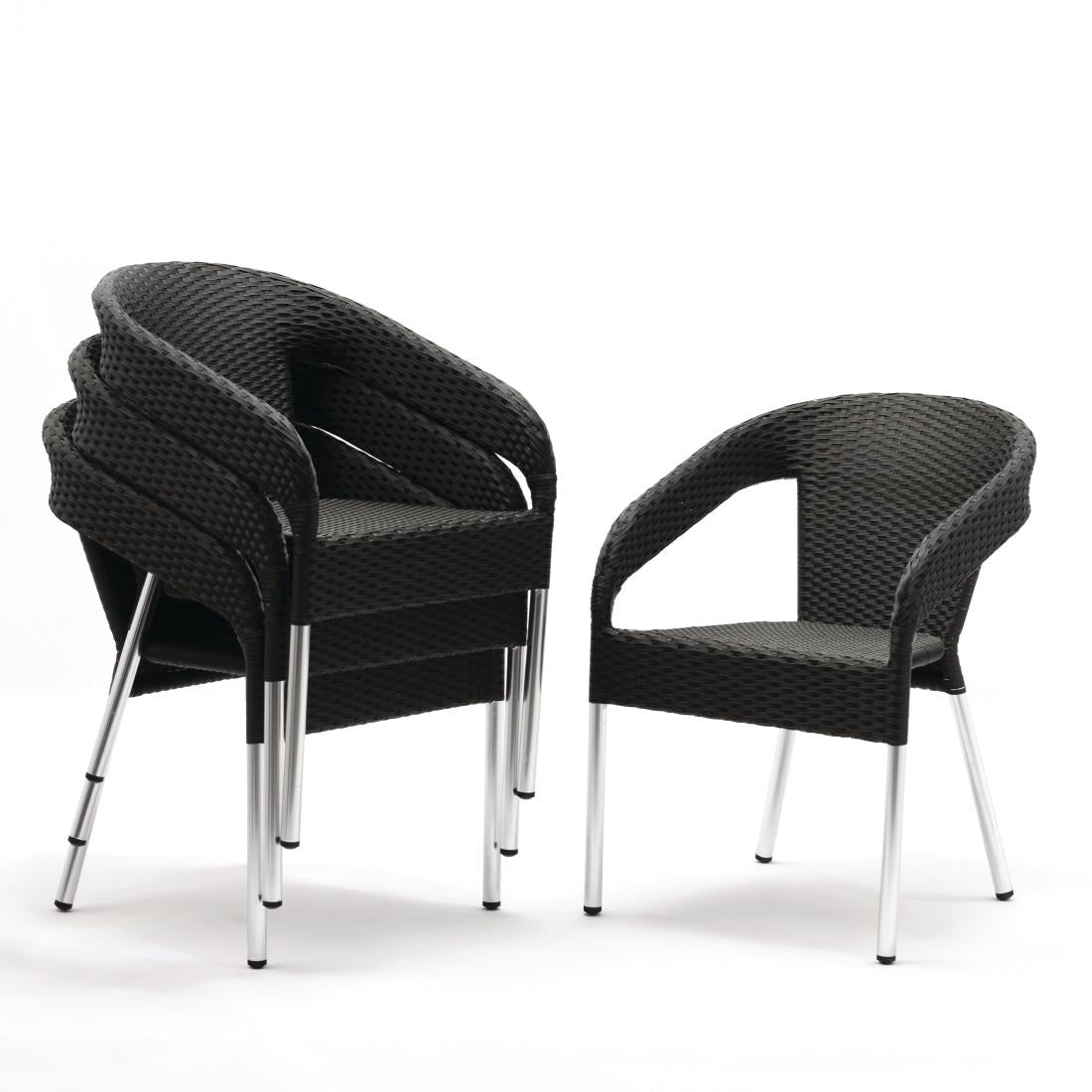 Bolero Wicker Wraparound Bistro Chairs Charcoal (4 Pack) • PAS-CG223