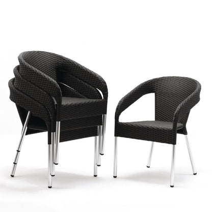 Bolero Wicker Wraparound Bistro Chairs Charcoal (4 Pack) • PAS-CG223
