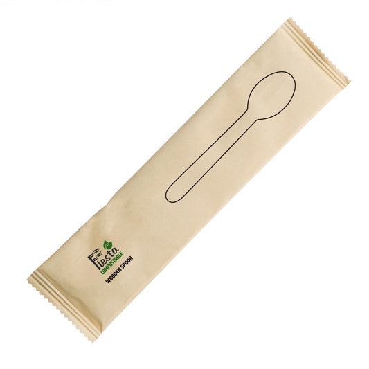 Fiesta Compostable Individually Wrapped Wooden Spoons (Pack of 500) • PAS-CH084