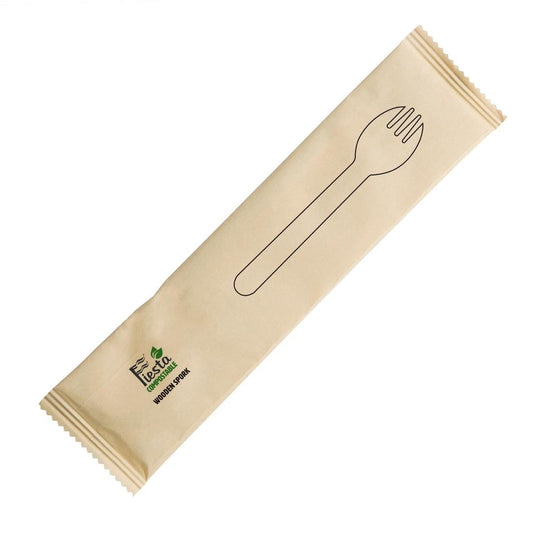 Fiesta Compostable Individually Wrapped Wooden Sporks (500 Pack) (Pack of 500) • PAS-CH086