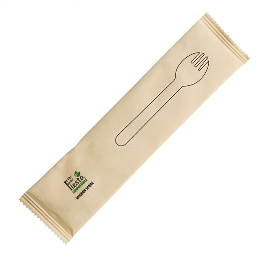 Fiesta Compostable Individually Wrapped Wooden Sporks (Pack of 500) • PAS-CH086