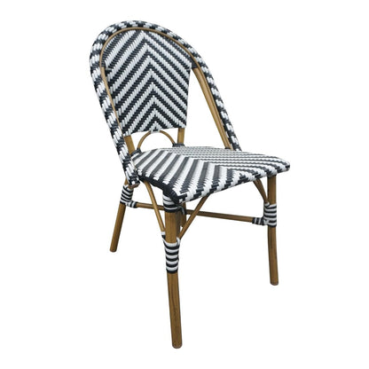 Bolero Parisian Style Rattan Side Chair Black (2 Pack) (Pack Quantity: 2 | aluminium frame with wood finish) • PAS-CH111