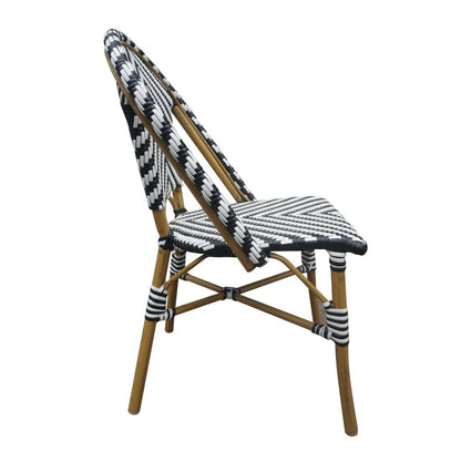 Bolero Parisian Style Rattan Side Chair Black (2 Pack) (Pack Quantity: 2 | aluminium frame with wood finish) • PAS-CH111