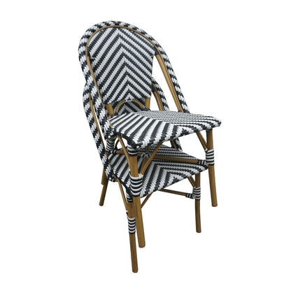Bolero Parisian Style Rattan Side Chair Black (2 Pack) (Pack Quantity: 2 | aluminium frame with wood finish) • PAS-CH111