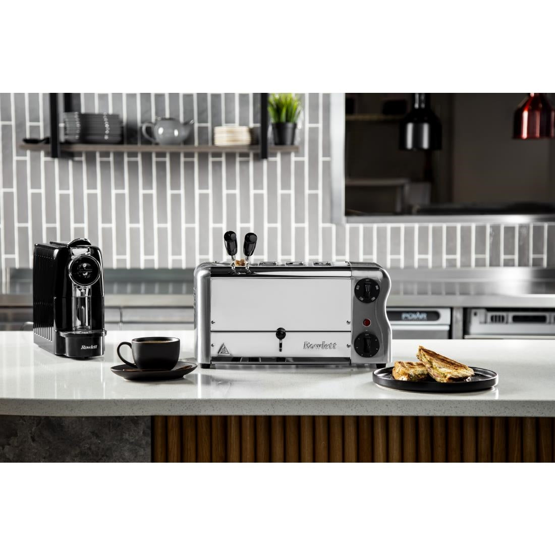 Rowlett Esprit 4 Slot Toaster Chrome w/2x Additional Elements & Sandwich Cage • PAS-CH181-A