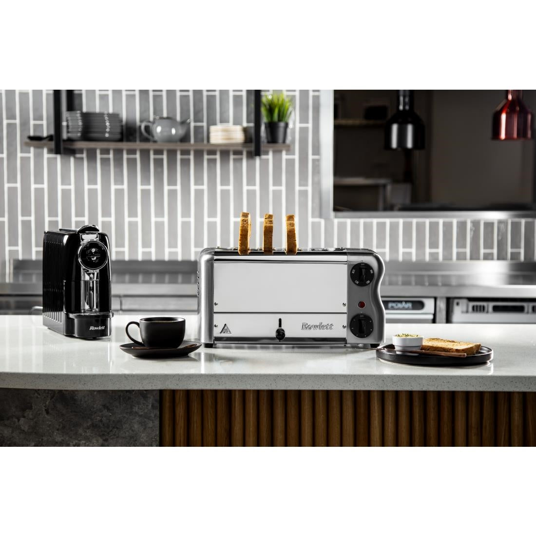 Rowlett Esprit 4 Slot Toaster Chrome w/2x Additional Elements & Sandwich Cage • PAS-HW911-A