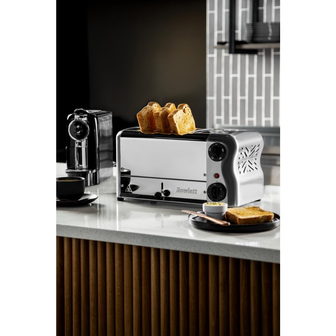 Rowlett Esprit 4 Slot Toaster Chrome w/2x Additional Elements & Sandwich Cage • PAS-CH181-A