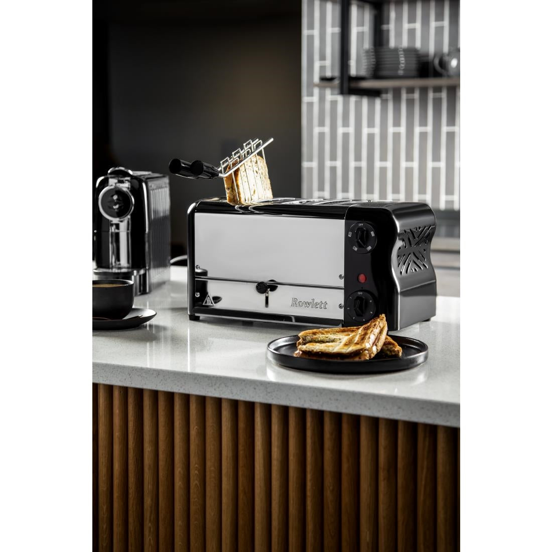 Rowlett Esprit 4 Slot Toaster Jet Black w/2x Additional Elements & Sandwich Cage • PAS-HW913-A