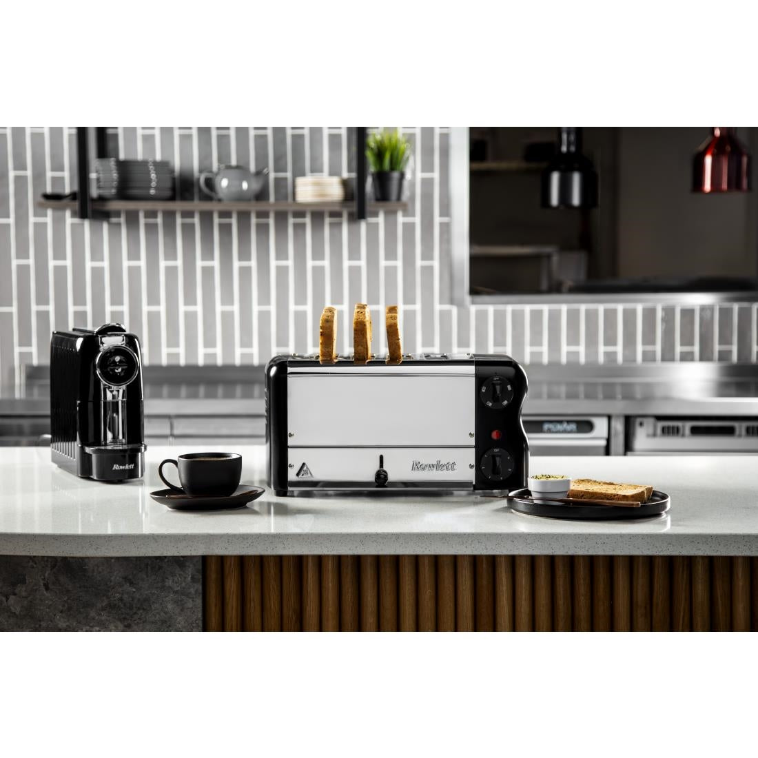 Rowlett Esprit 4 Slot Toaster Jet Black w/2x Additional Elements & Sandwich Cage • PAS-HW913-A