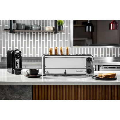 Rowlett Esprit 6 Slot Toaster Chrome w/2x Additional Elements & Sandwich Cage • PAS-HW915-A