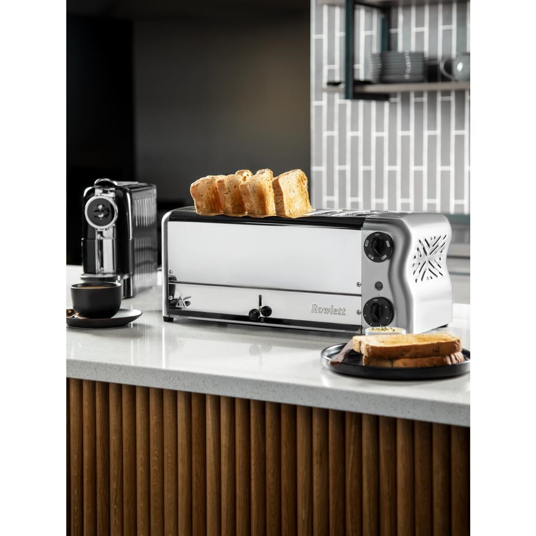 Rowlett Esprit 6 Slot Toaster Chrome w/2x Additional Elements & Sandwich Cage • PAS-HW915-A